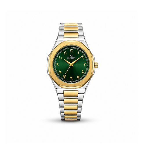 Elegant Royal Arabic Men's Watch - Emerald Green Dial