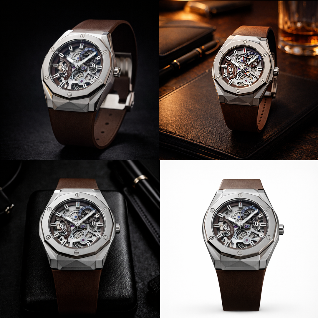 Octagonal Skeleton Watch
