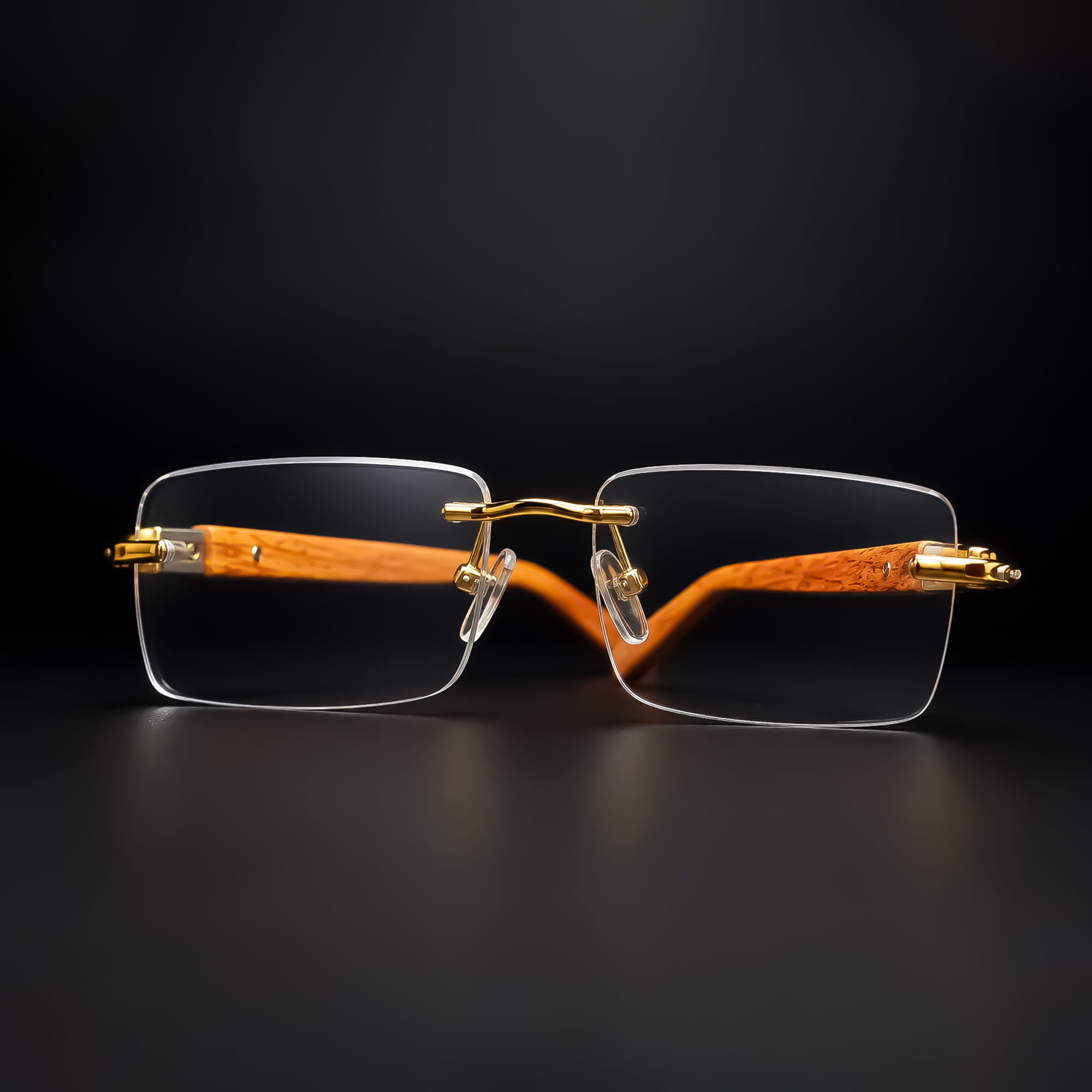 Cartier Photochromic Rimless Wooden Temple – Gold Edition